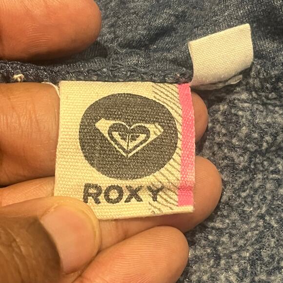 Roxy Sweater Womens Large Blue Hooded Long Sleeve‎ Sweatshirt Distressed - Picture 11 of 13